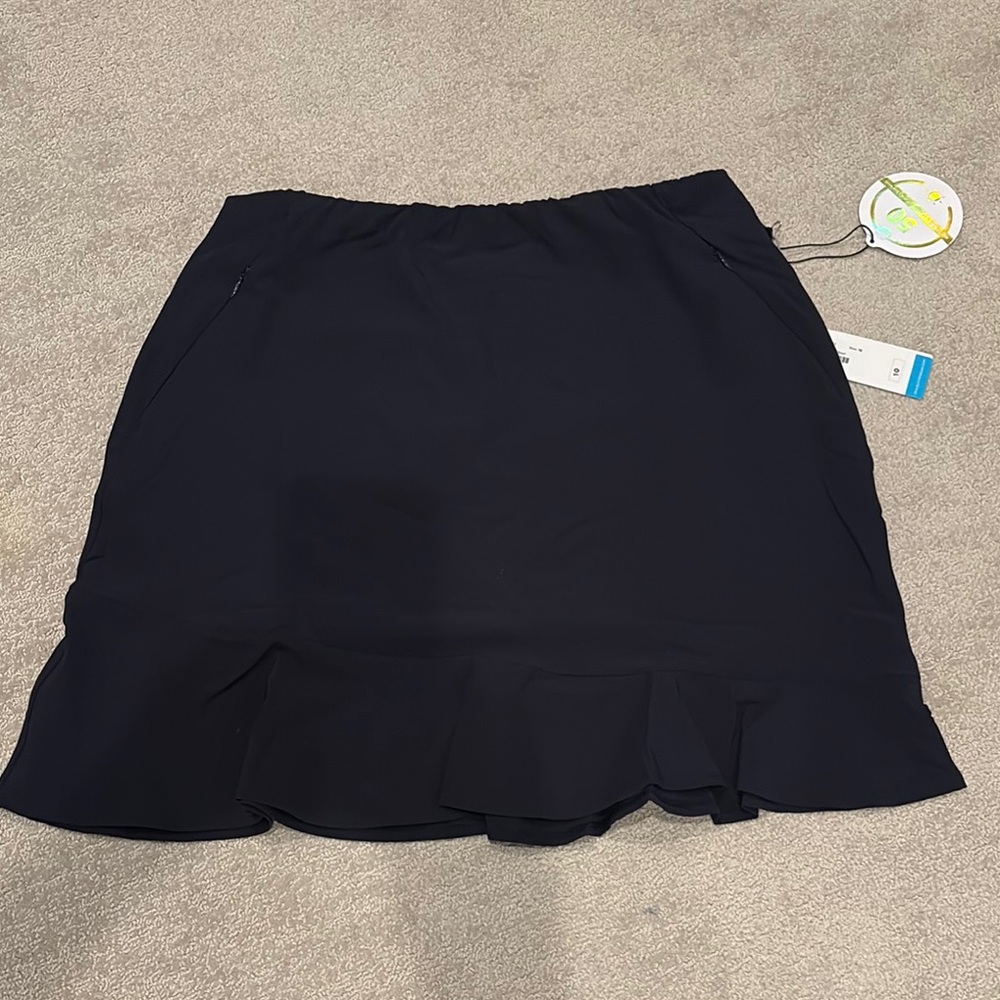 Elegant black tennis Skirt Tail Zip pocket skort
